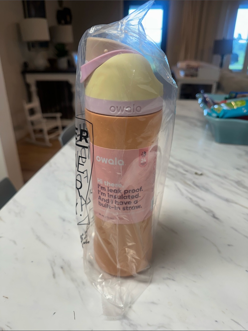 Owala Kids Insulated Water Bottle with Built-In Straw - Peach & Yellow